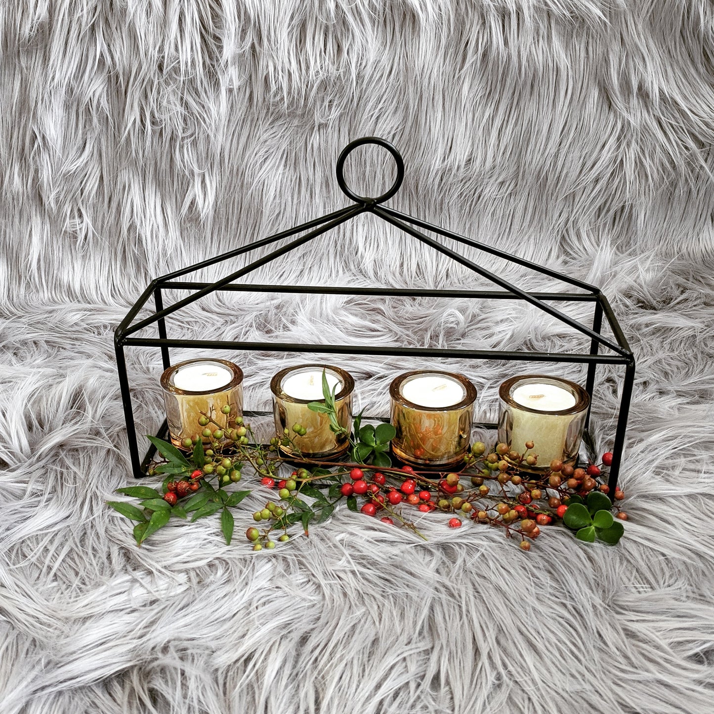 Contemporary Design Iron Frame Candle Holder